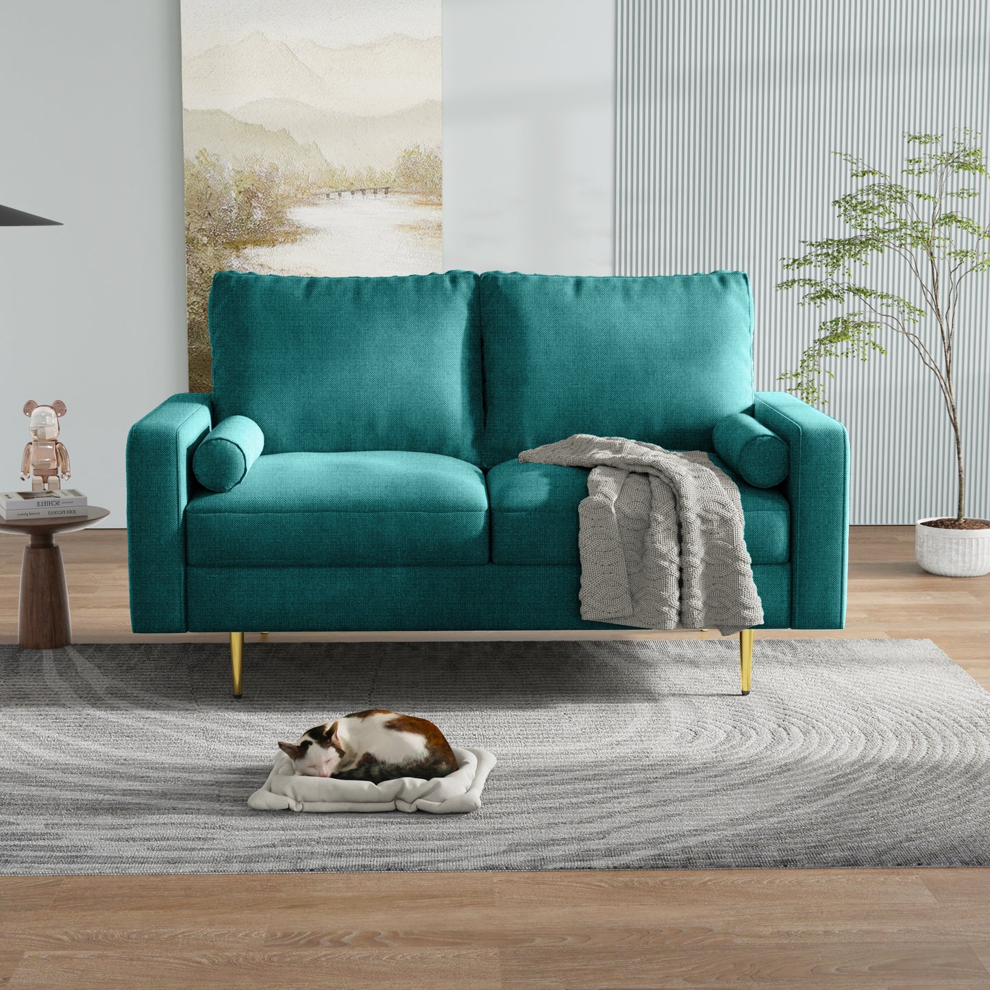 Silkir Teal Blue 58" Sofa